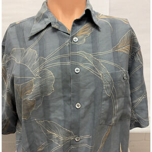 Tori Richard Honolulu Floral Print Silk Shirt Mens Medium Button Up Earth Tones